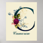 Fancy Floral Letter 'C' Poster (Vorne)