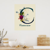 Fancy Floral Letter 'C' Poster (Küche)