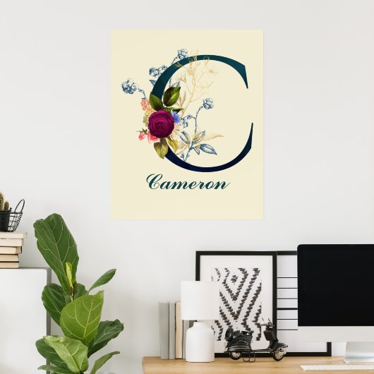 Fancy Floral Letter 'C' Poster (Heimbüro)