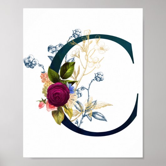 Fancy Floral Letter 'C' Poster (Vorne)