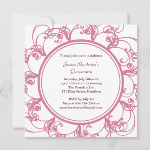 Fancy Floral Quinceanera Einladung (rosa)