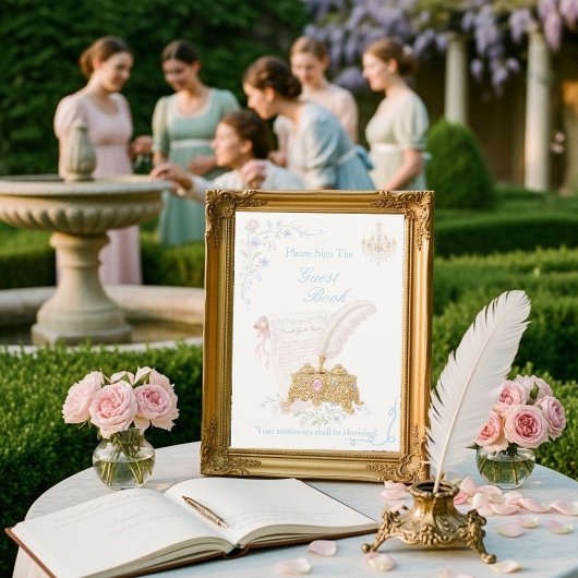 Fancy Floral Regency Era Guest Book  Sign Einladung