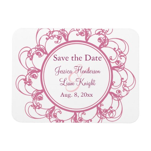 Fancy Floral Save the Date Magnet (Horizontal)