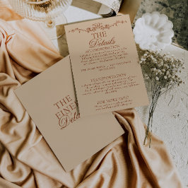 Fancy Florale Boho Beige Terrakotta Hochzeitsdetai Begleitkarte