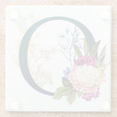 Fancy Florales Monogramm Buchstabe O Glasuntersetzer (Rückseite)