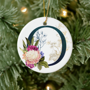 Fancy Florales Monogramm Buchstabe O Keramik Ornament