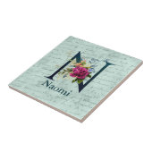 Fancy florales Monogramm Initial N  Fliese (Seite)