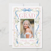 Fancy Florals Graduation Invitation Einladung (Vorderseite)