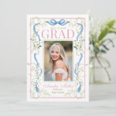 Fancy Florals Graduation Invitation Einladung (Stehend Vorderseite)