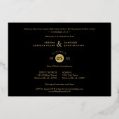 Fancy Frame Flowers Be our Guest Black Wedding Folieneinladung (Rückseite)