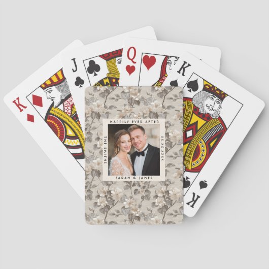 Fancy Gardenien funkelnde ländliche Hochzeit Spielkarten (Rückseite)