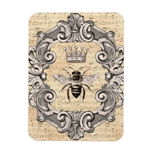 Fancy gerahmte Königin Biene auf Notenpapier Magnet