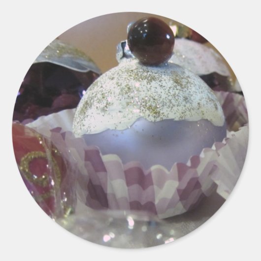 Fancy Glacéerter Cupcake Runder Aufkleber (Vorderseite)