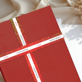 Fancy Glitter Shimmer Red Ombre Sparkle Black Typo Satinband