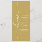 Fancy Gold 4x9 Wedding Drink Menu Card For Plate Menükarte (Rückseite)