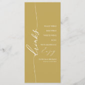 Fancy Gold 4x9 Wedding Drink Menu Card For Plate Menükarte (Vorderseite)