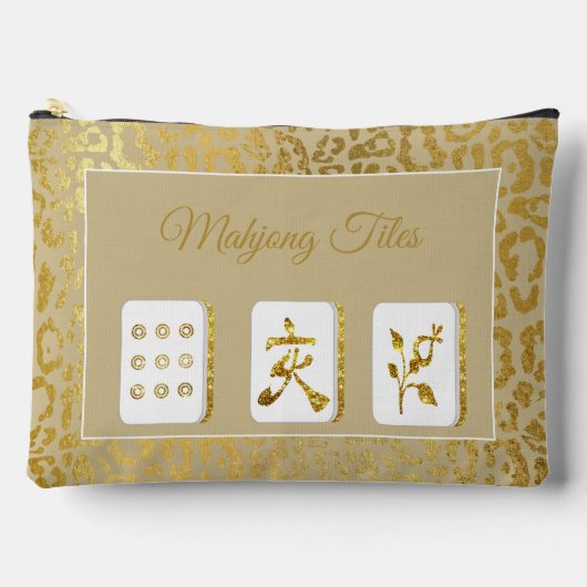 Fancy Gold and Tan Mahjong Tile Pouch Zubehörtasche (Vorderseite)