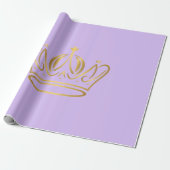 fancy golden crown iconed purple gift  geschenkpapier (Ungerollt)