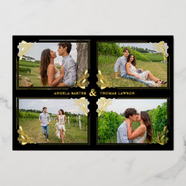 Fancy Golden Minimalist Branches Frame 4 Photos Folieneinladung
