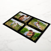 Fancy Golden Minimalist Branches Frame 4 Photos Folieneinladung (Gedreht)