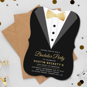 Fancy-Goldfolie-Tuxedo-Junggesellenabschied Einladung