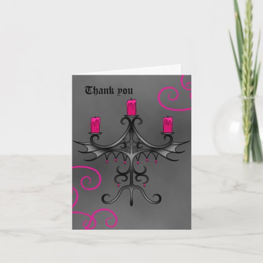 Fancy Gothic candelabra thank you wedding Dankeskarte (Vorderseite)