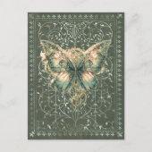 Fancy Green Steampunk Schmetterling Postkarte (Vorderseite)