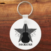 Fancy Guitar Star Swirls Keychain, Black Schlüsselanhänger (Vorderseite)