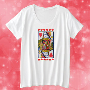 Fancy Heart Königin auf Spielkarte Rote Herzen Große Größe T-Shirt