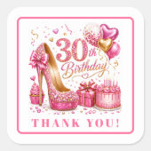 Fancy Hot Pink Glitter 30. Geburtstag Aufkleber (Vorderseite)