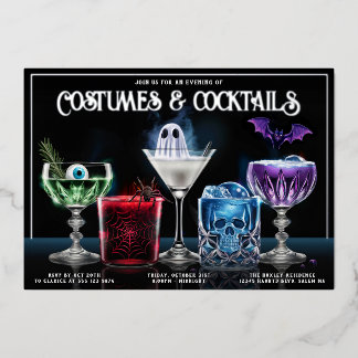 Fancy Kostüme & Cocktails Individuelle Folien-Einl Folieneinladung