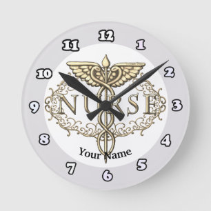 Fancy Kupfer-Kaduzäus-Krankenschwester Runde Wanduhr