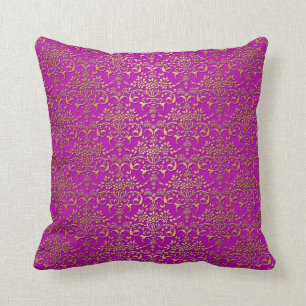 Fancy Lila und Gold Damastmuster Kissen