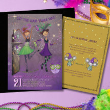 Fancy Mardi Gras tanzende Mädchen Party Lila