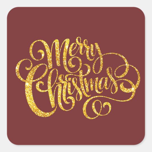 Fancy Merry Christmas Quadratischer Aufkleber (Vorderseite)