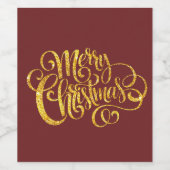 Fancy Merry Christmas Weinetikett (Einzelnes Label)