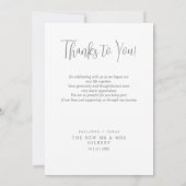 Fancy Minimalist Simple Gray Calligraphy Wedding  Dankeskarte (Rückseite)