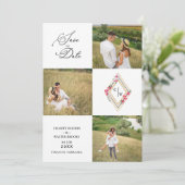 Fancy Modern Collage 3 Photos Wedding Couple Save The Date (Stehend Vorderseite)