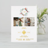 Fancy Modern Initials Botanical Anagram 2 Photos Folieneinladung (Stehend vorne)