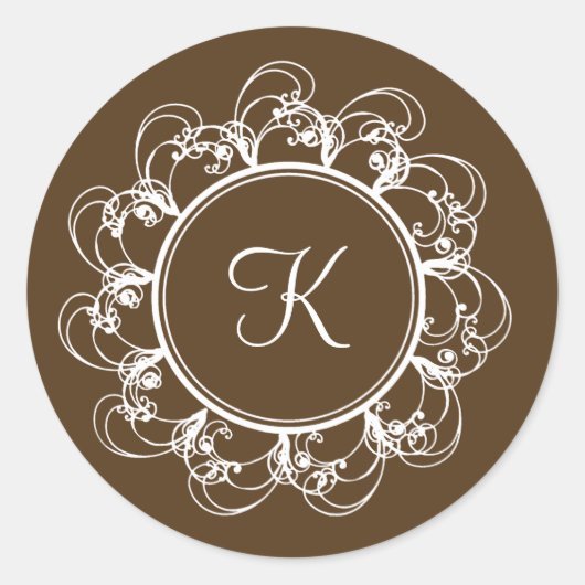 Fancy Monogram Aufkleber (Schokolade) (Vorderseite)