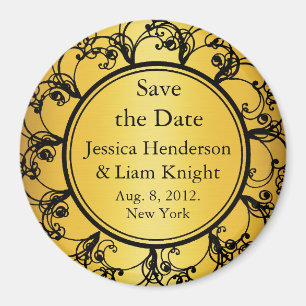 Fancy Monogram Save-the-Date-Magnet gold Magnet