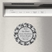 Fancy Monogram Save-the-Date-Magnet grau Magnet (In Situ (Geschirrspüler))
