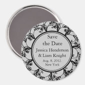 Fancy Monogram Save-the-Date-Magnet grau Magnet (Vorderseite/Rückseite)