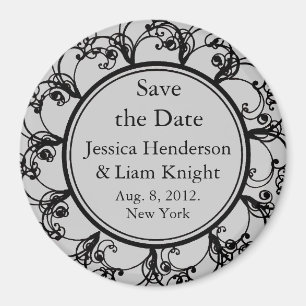 Fancy Monogram Save-the-Date-Magnet grau Magnet