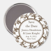 Fancy Monogram Save the Date Magnet Schokolade (Vorderseite/Rückseite)