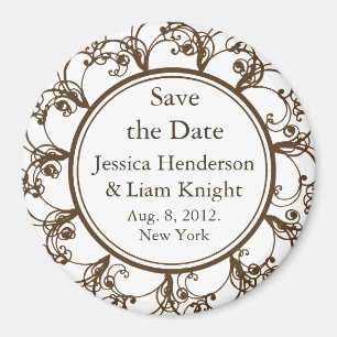 Fancy Monogram Save the Date Magnet Schokolade