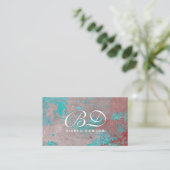 Fancy Monogram Script | Grunge Rostiger Hintergrun Visitenkarte (Stehend Vorderseite)