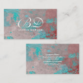 Fancy Monogram Script | Grunge Rostiger Hintergrun Visitenkarte (Vorne/Hinten)