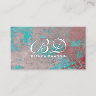 Fancy Monogram Script   Grunge Rostiger Hintergrun Visitenkarte