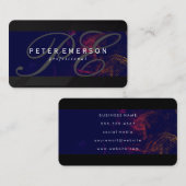 Fancy Monogram Sleek Schwarzes Design Visitenkarte (Vorne/Hinten)